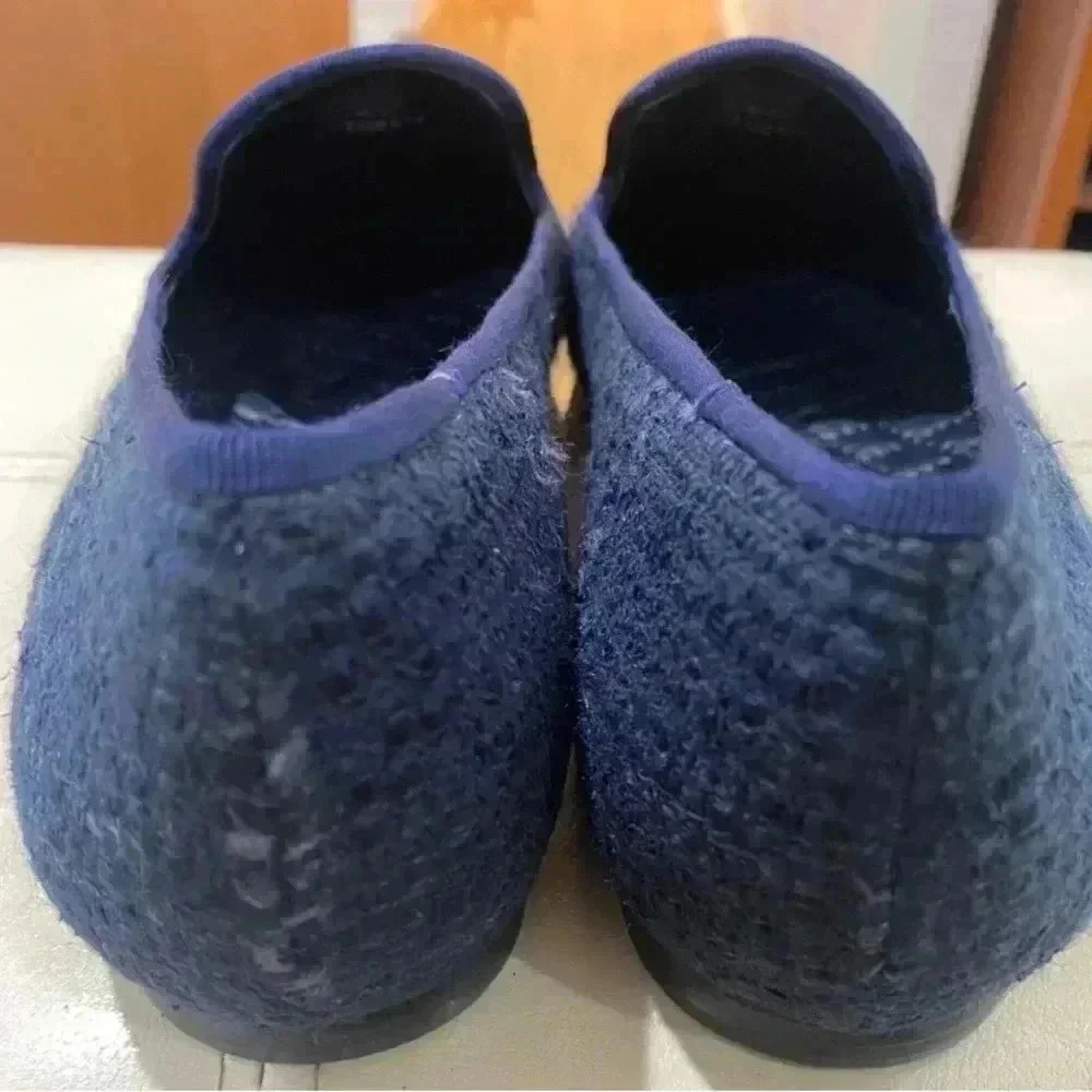 TORY Burch Chandra Tweed Navy Blue Loafers Sz 7.5 - Picture 5 of 12
